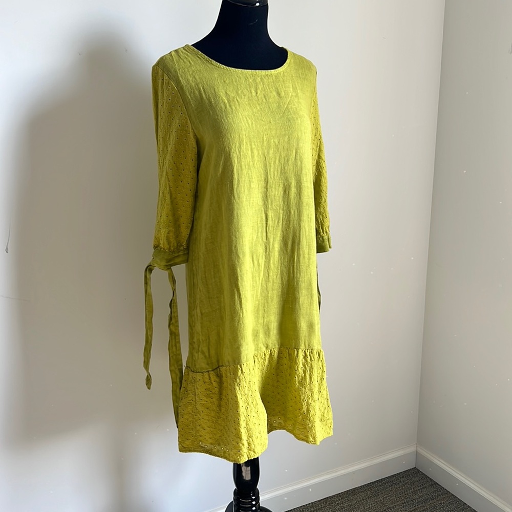 Boutique Italian Linen Dress | 3/4 sleeve | Knee Length | Shift Dress
